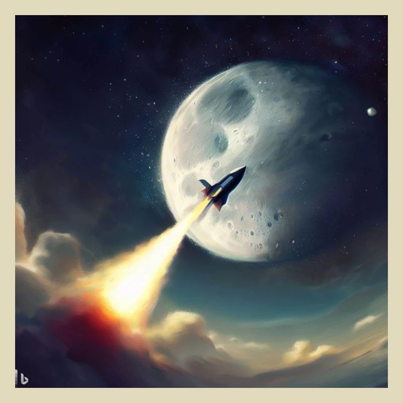 Moon with Rocket