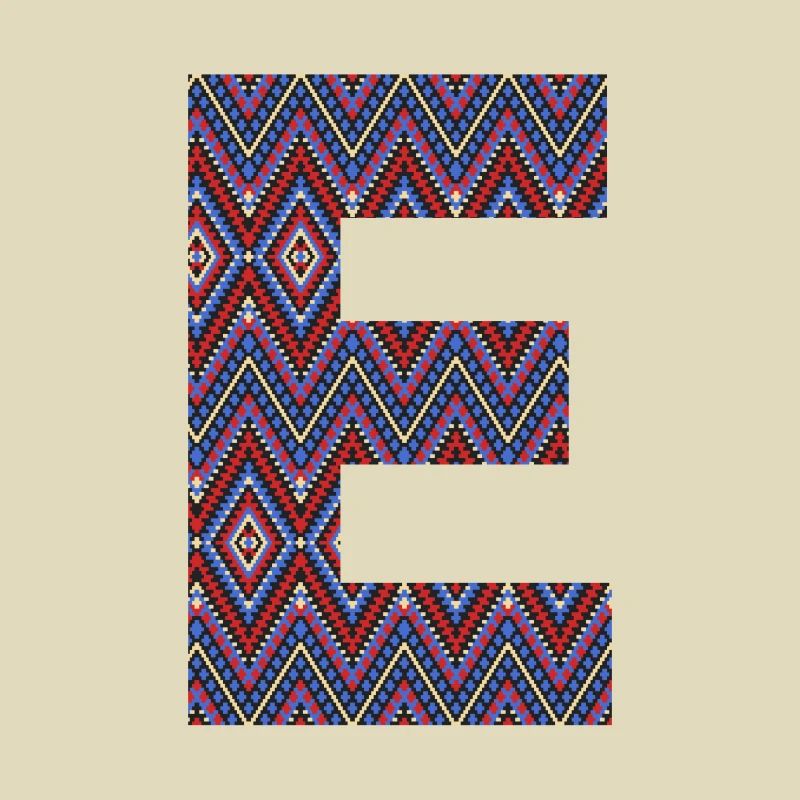 Monogram Letter E- boho colorful design