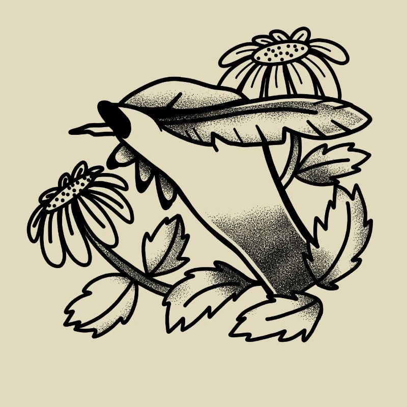 Hexen-Boho-Tattoo-Handschrift mit Löwenzahn