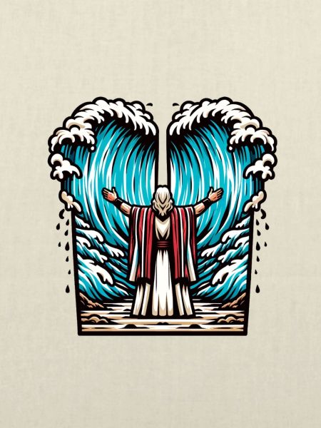 Moses teilt das Meer.