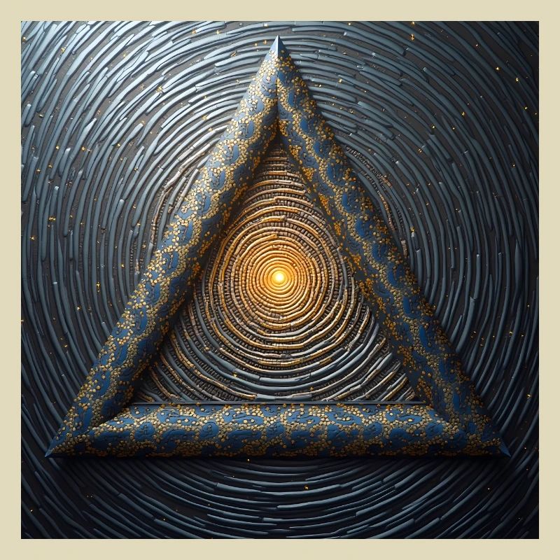 Magic triangle in front of glowing circle pattern