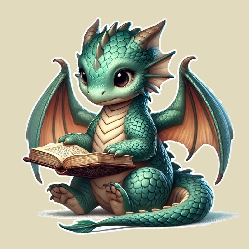 Drache liest Buch