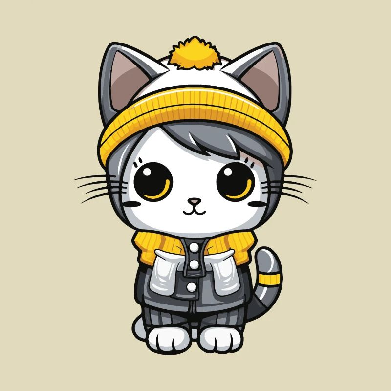 Katze Winter Comic Niedlich
