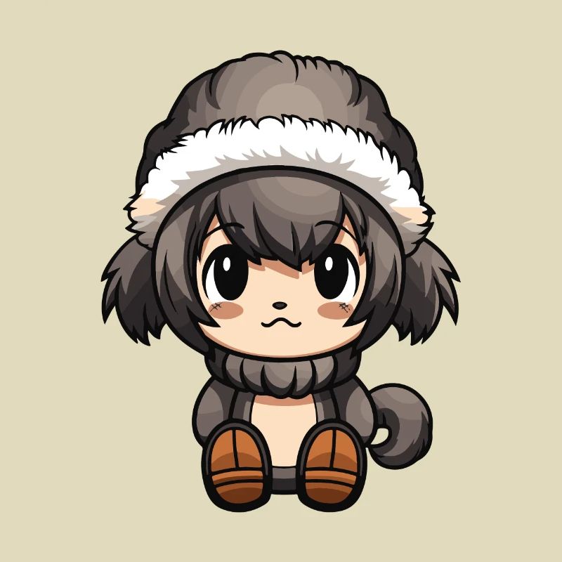 Affe Winter Comic Niedlich
