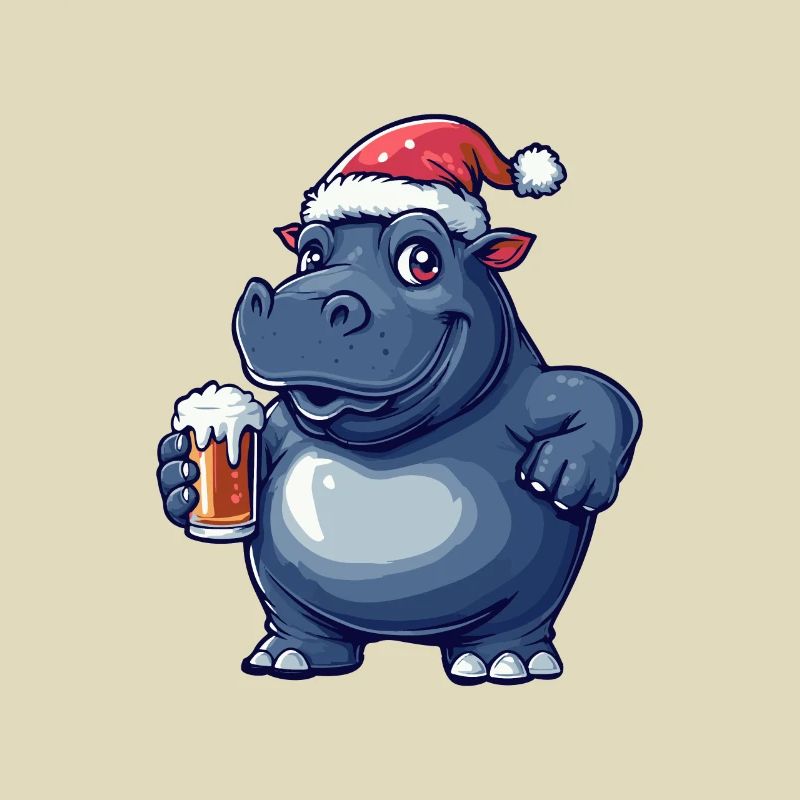 Nilpferd Weihnachten Bier