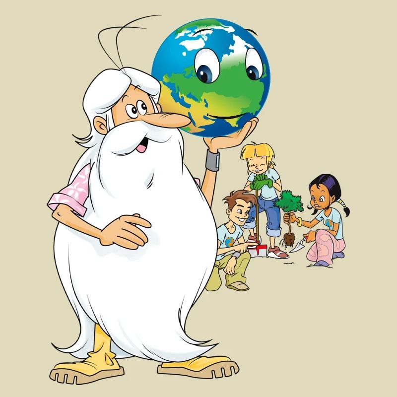 Hello Maestro avec un globe à la main