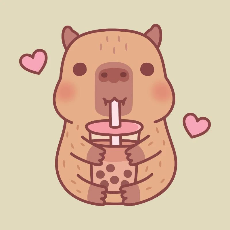 Süßes Capybara liebt Bubble Tea