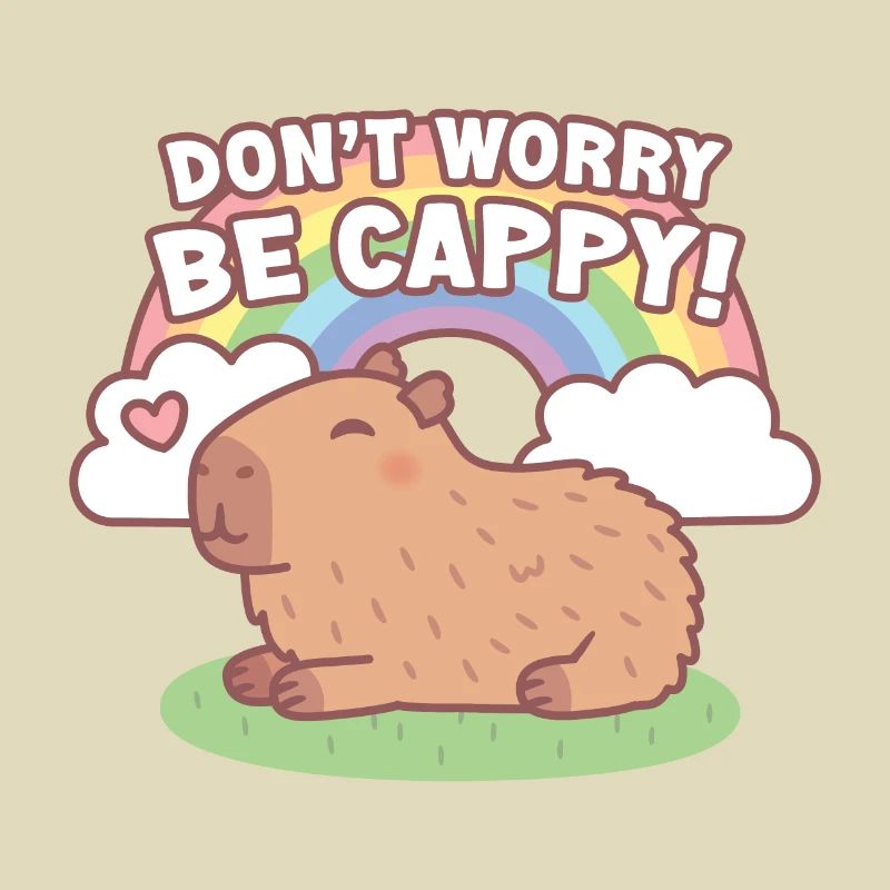 Süßes Capybara und Regenbogen, mach dir keine Sorgen, sei Cappy