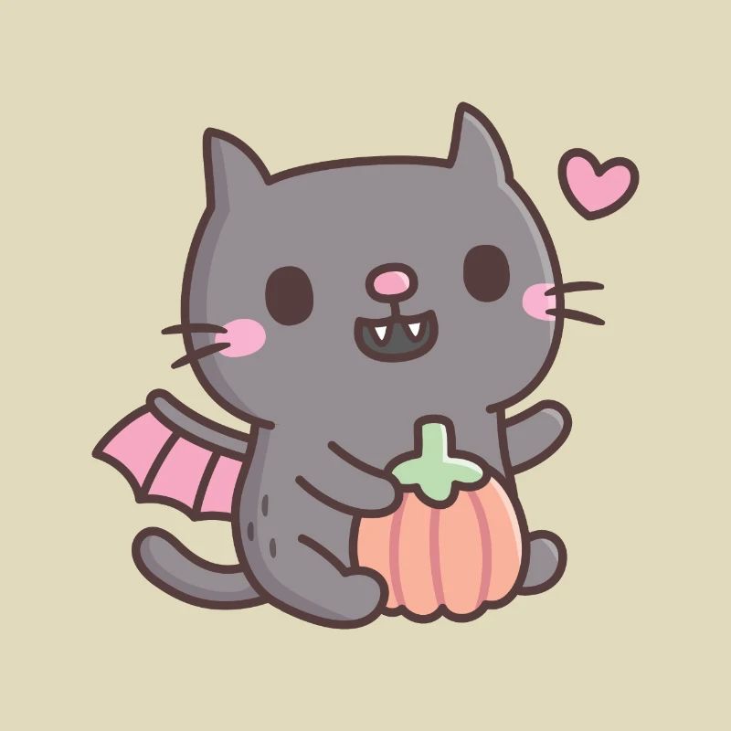 Chat vampire mignon avec citrouille