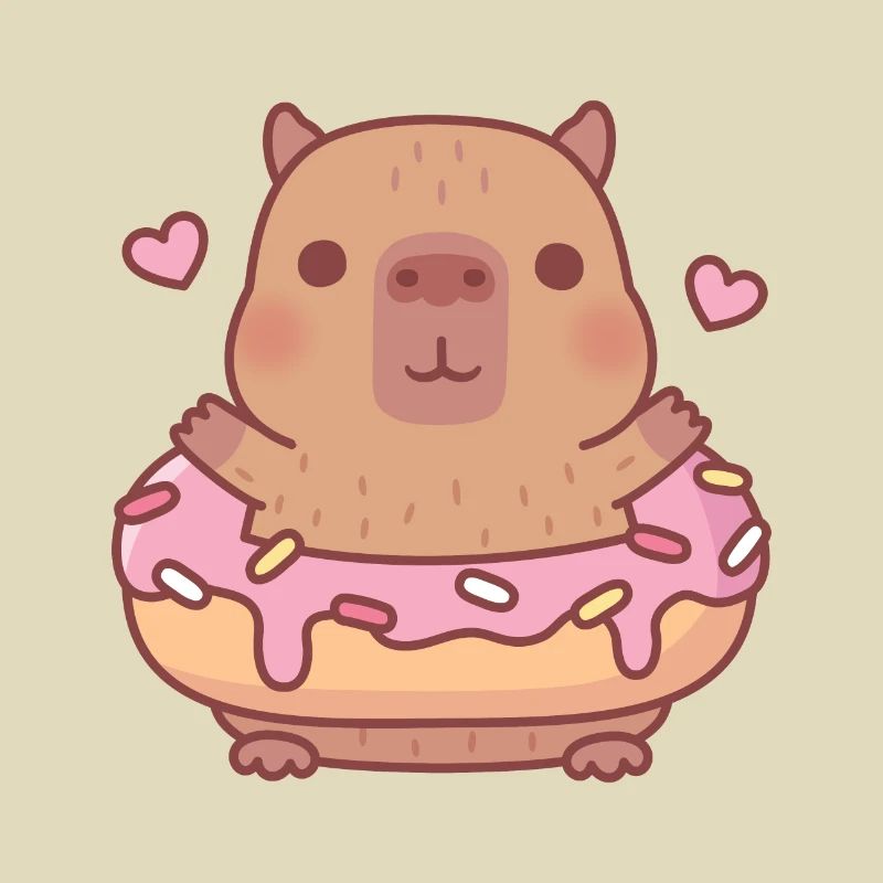 Cute Capybara With Donut