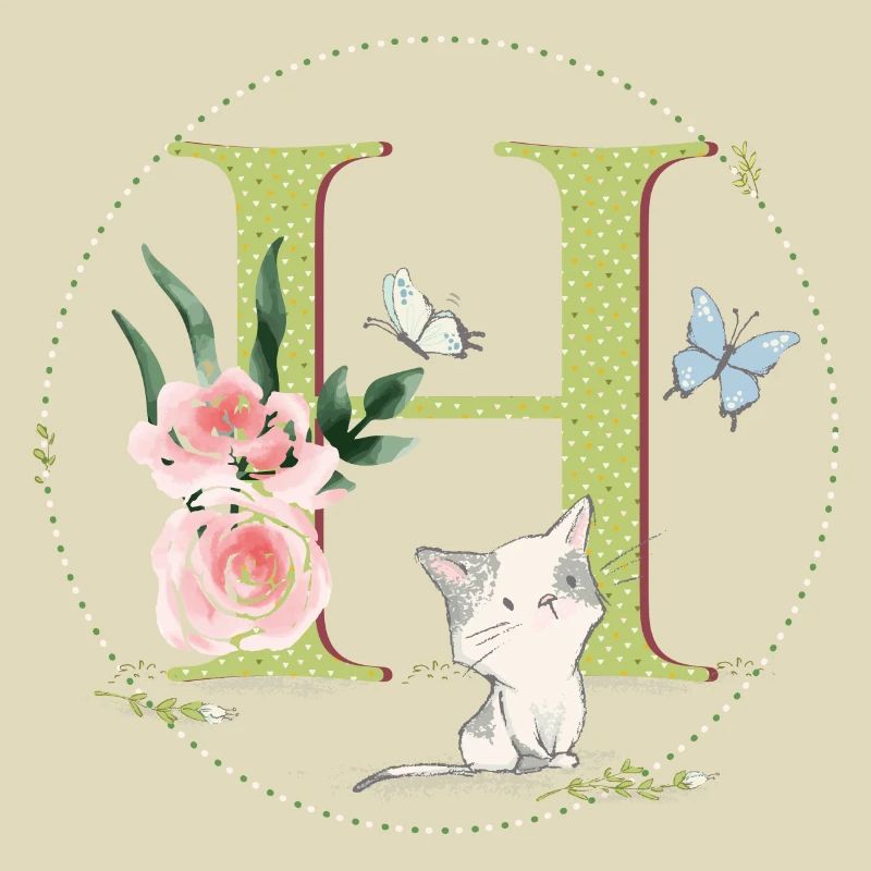 Lettre initiale A avec chat