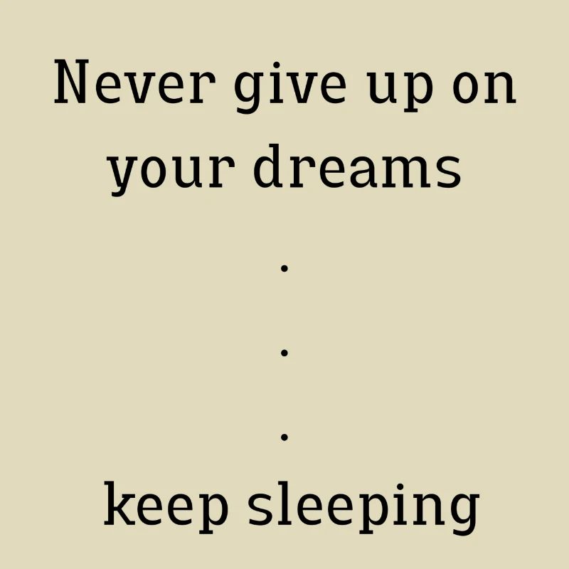 Never give up on your dreams, keep sleeping