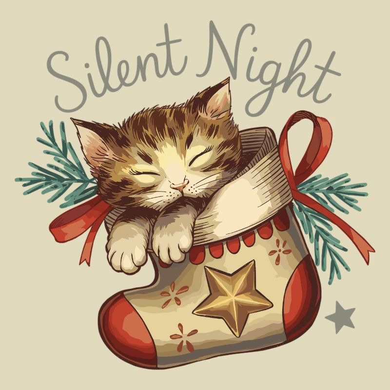 Douce nuit – Chaton en bas de Noël