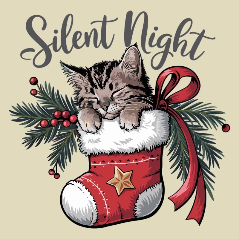 Douce nuit – Chaton en bas de Noël