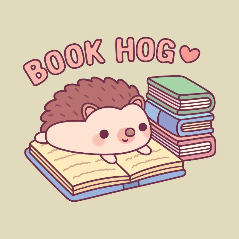 Cute Hedgehog On Book Reading, Book Hog Funny