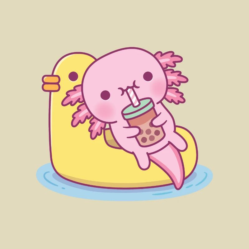 Mignon Axolotl Chilling sur Duck Pool Float