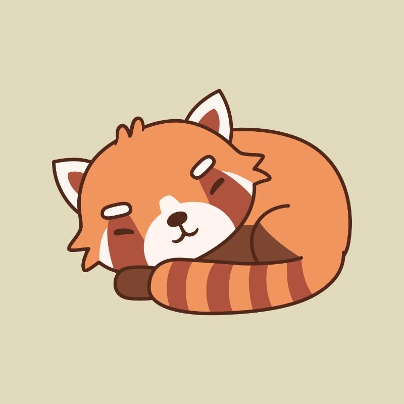 Cute Sleeping Red Panda Doodle