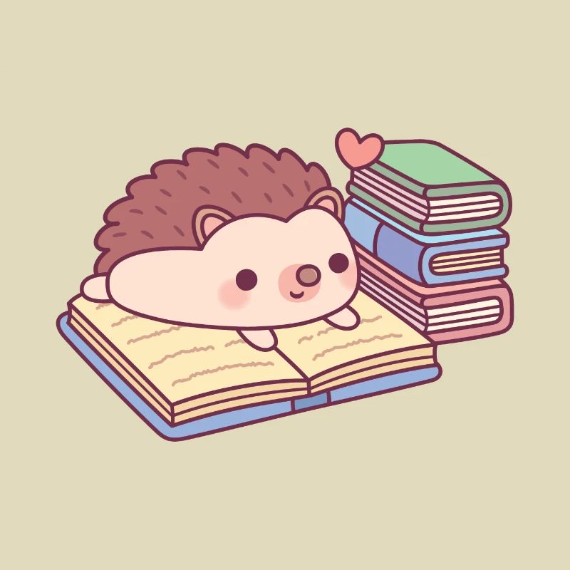 Süßer Igel, der ein Buch liest