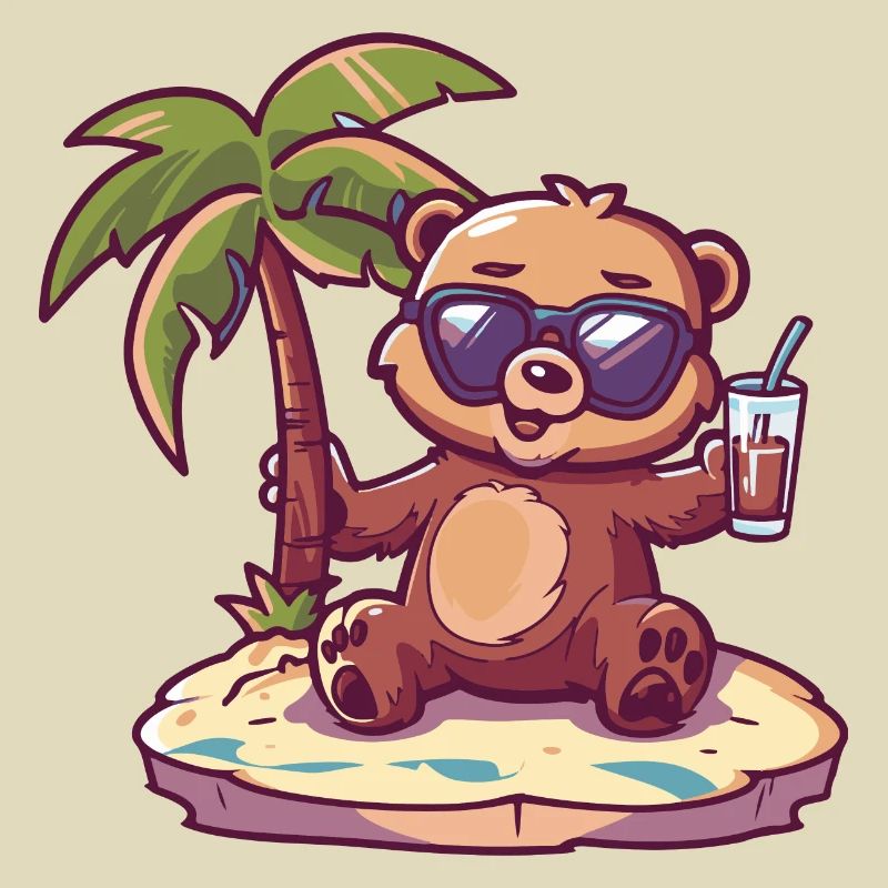 Bär Sommer Strand Comic