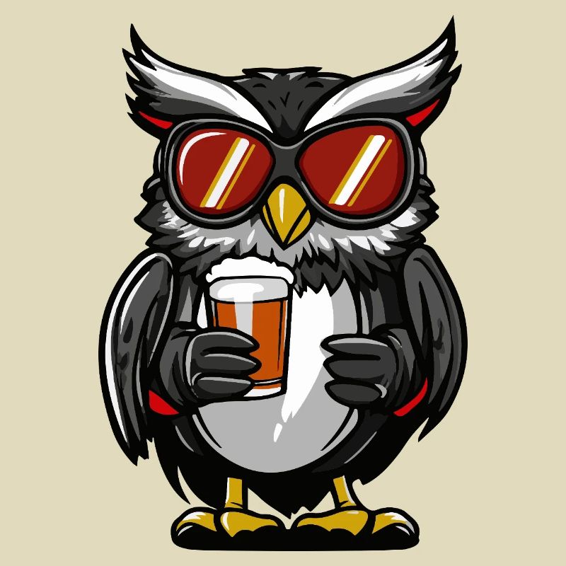 Eule Apres Ski Bier Comic