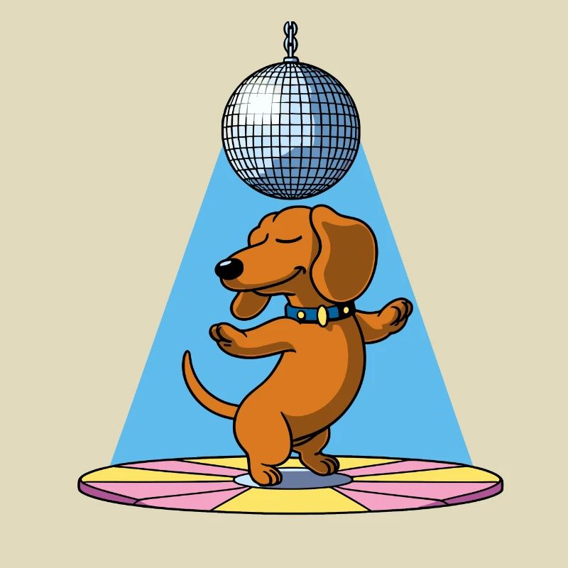 chien teckel boule disco danse danse dans une soirée disco