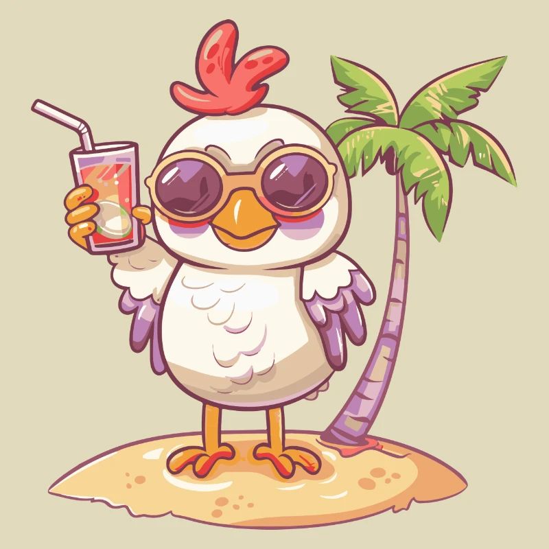 Chicken Summer Beach Comic