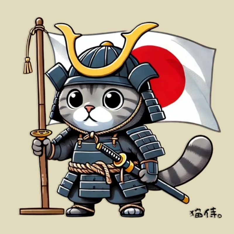 Neko Samurai - 猫侍。- Japanische Samurai Katze