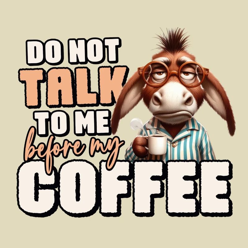 Grumpy donkey with coffee