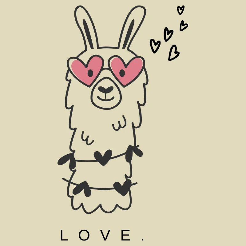 Lovedesign mit Alpaca und Herzchenbrille