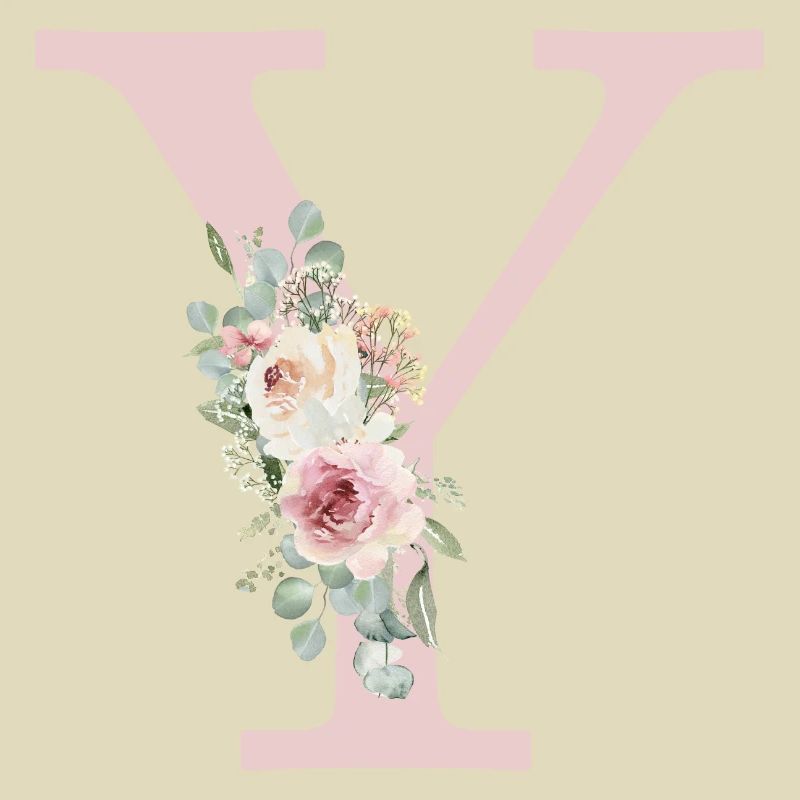 Y| Monogramme | Eucalyptus Pastel Fleur Bleu