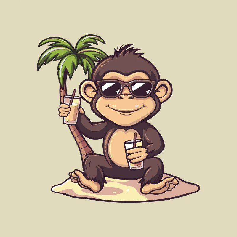 Affe Sommer Strand Comic