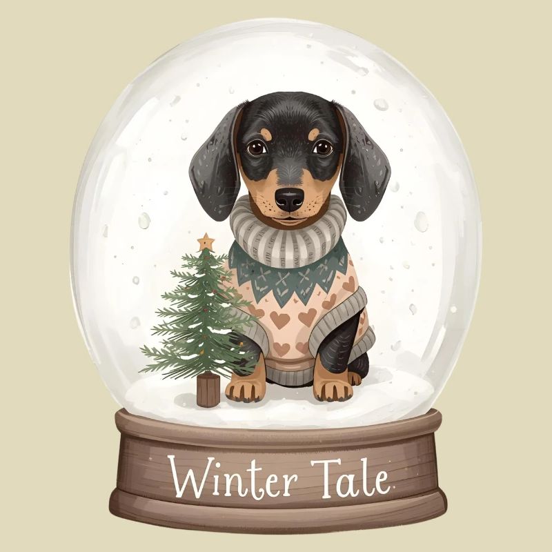 Dackel in Schneekugel – Winter Tale
