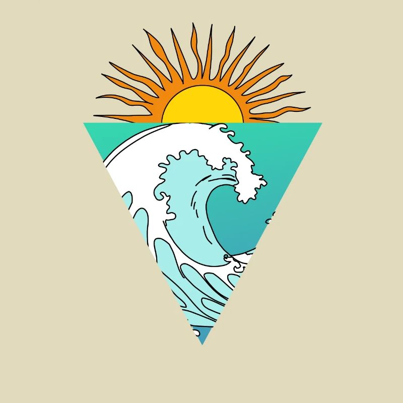 Wave Sun Sea Triangle Retro Logo Triangle