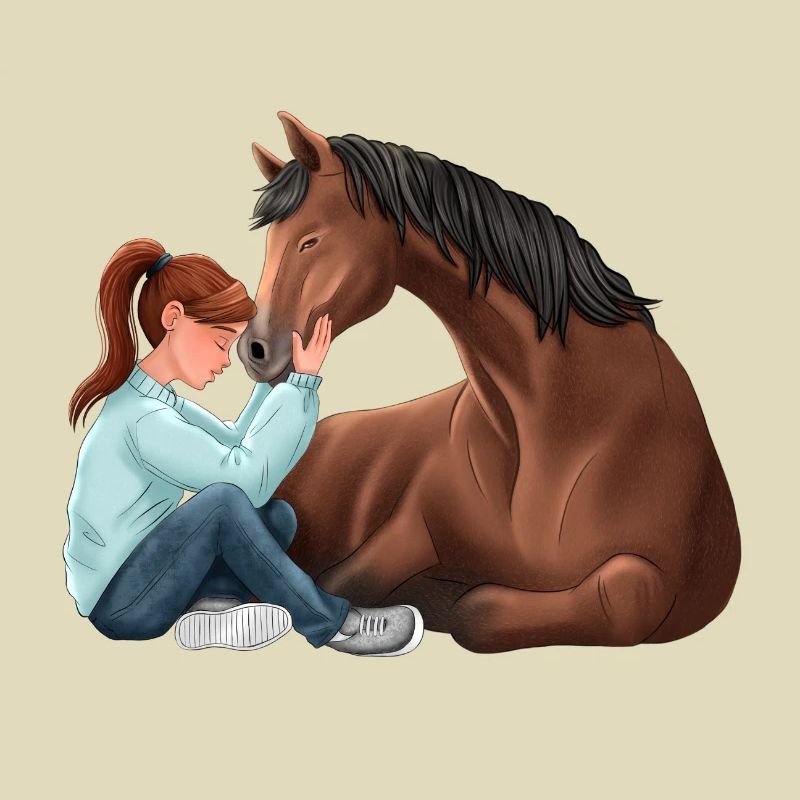 Mädchen mit Pferd – Freundschaftsillustration