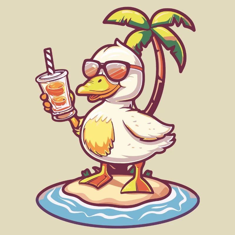 Gans Sommer Strand Comic