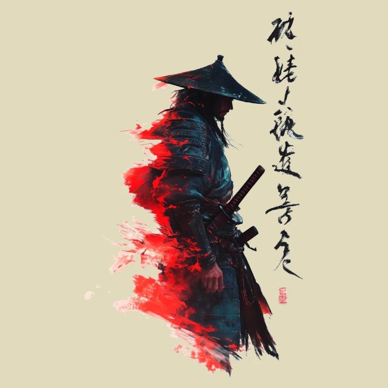 Samurai Japan Krieger Geschenk Asien Blutmond