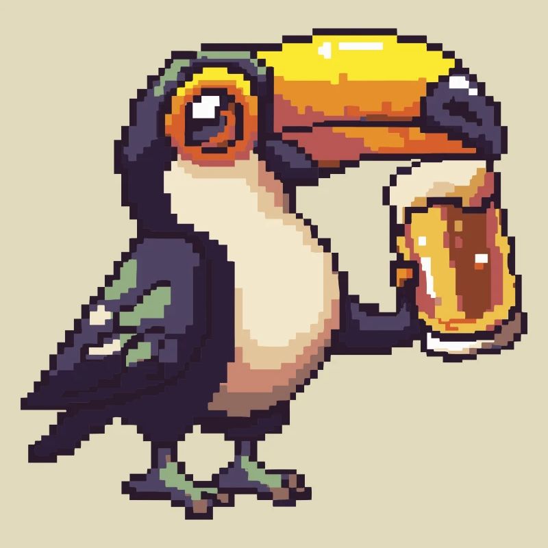 Tukan Vogel Bier Pixel