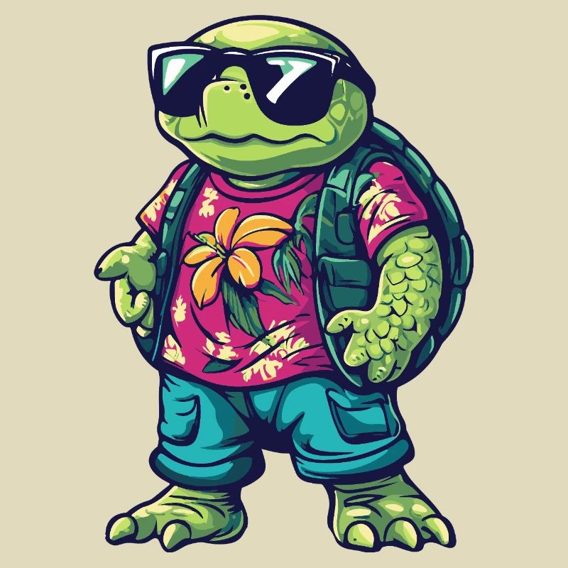 Turtle Comic Cool Summer