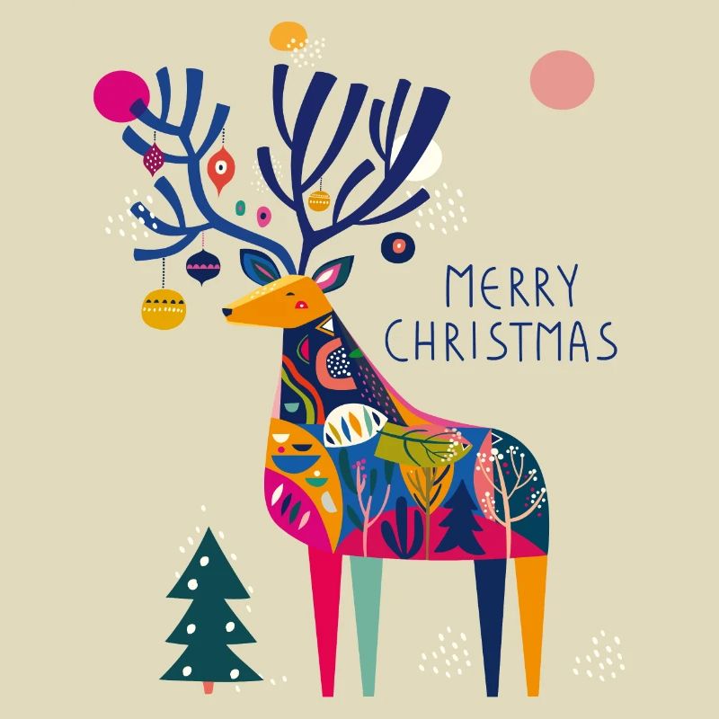 Hirsch mit Weihnachtskugeln