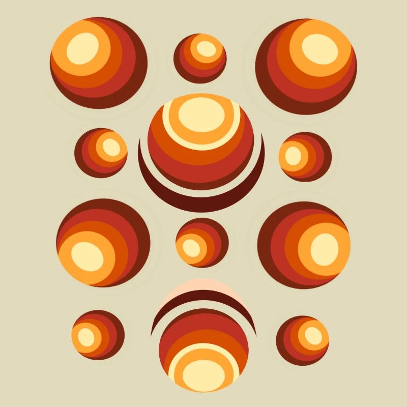 Retro Circle Pattern 70s Crescent
