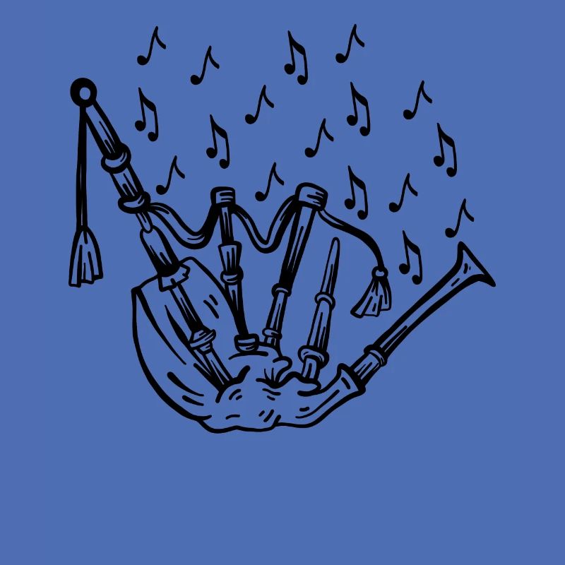 Cornemuse avec notes de musique Musicien de cornemuse