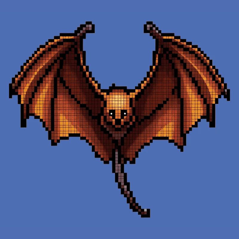 Flying fox in minimalist pixel graphics
