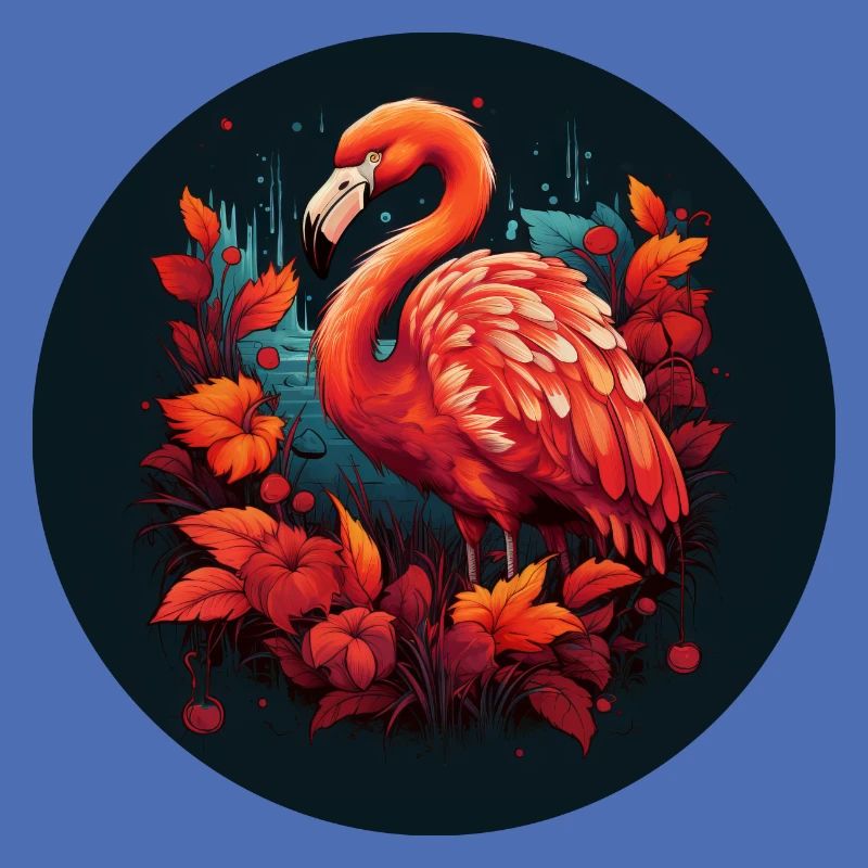 Flamingo in Herbstblättern