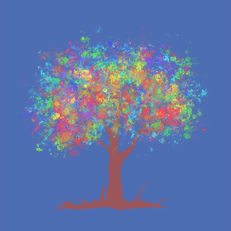 Baum mit Regenbogen Farben Blättern