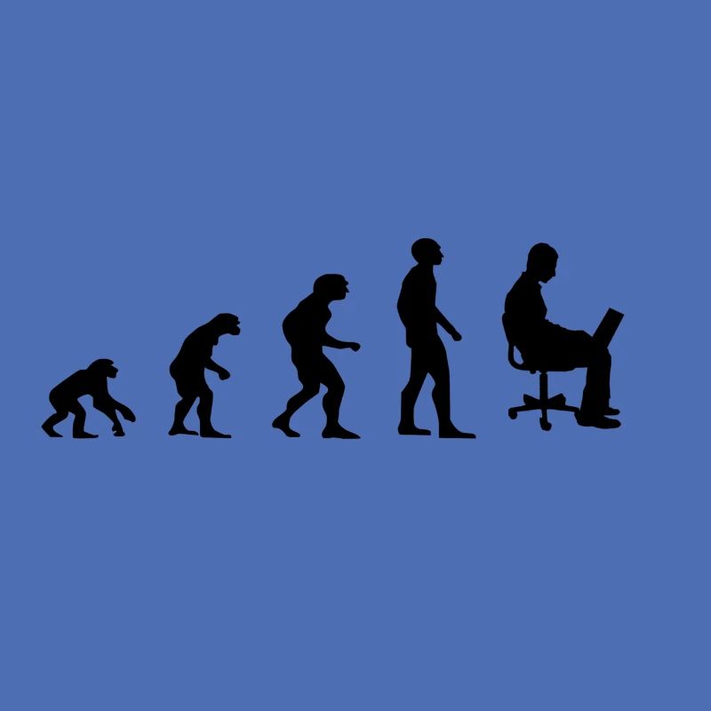 Evolution Mann am Laptop, Arbeit, Pc