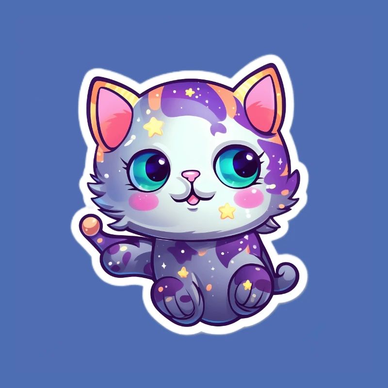 Mignon chat de dessin animé flottant dans l’espace