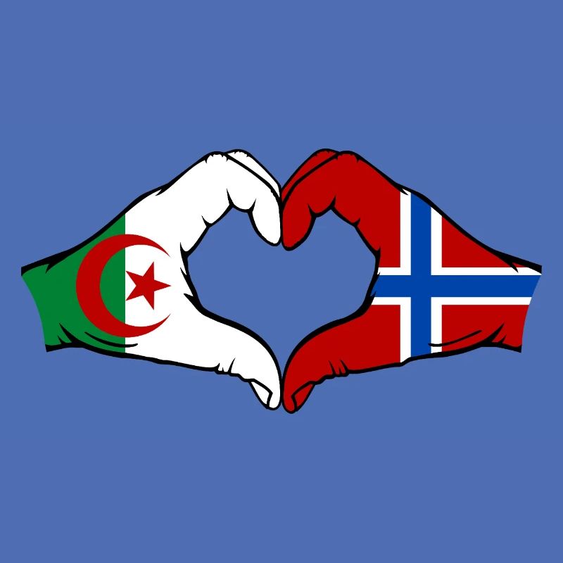 Algerien Norwegen Flagge Haende Herzform