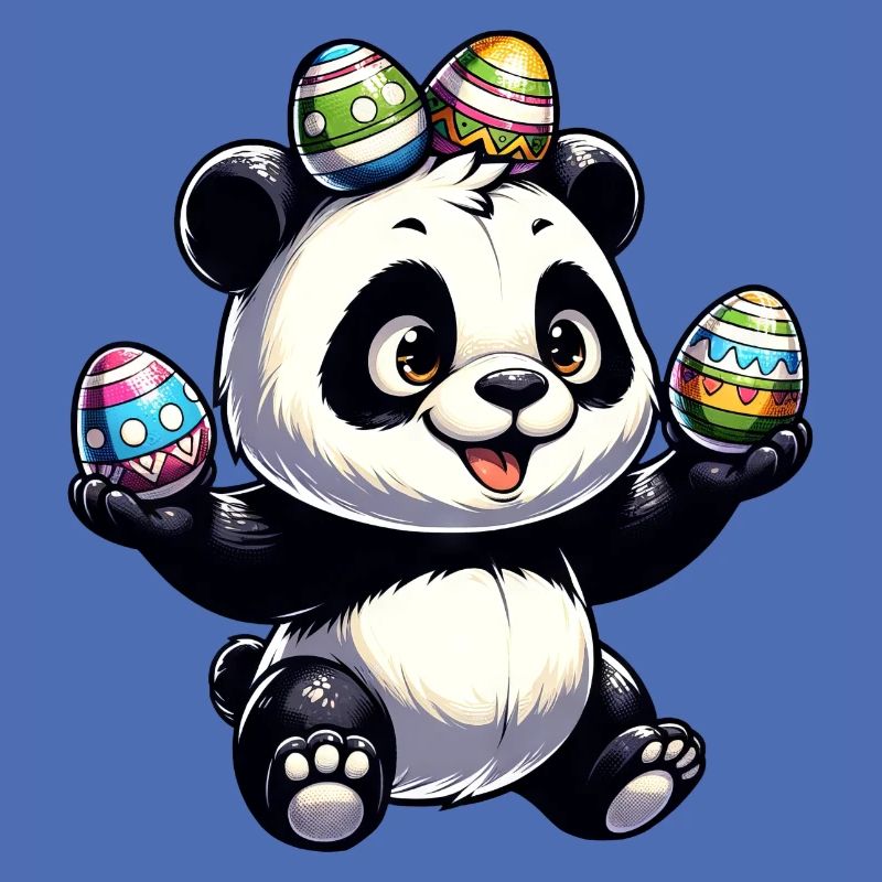 Cute Panda & Funny Easter Eggs