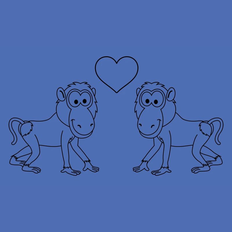 Monkey affe comic Paar liebe