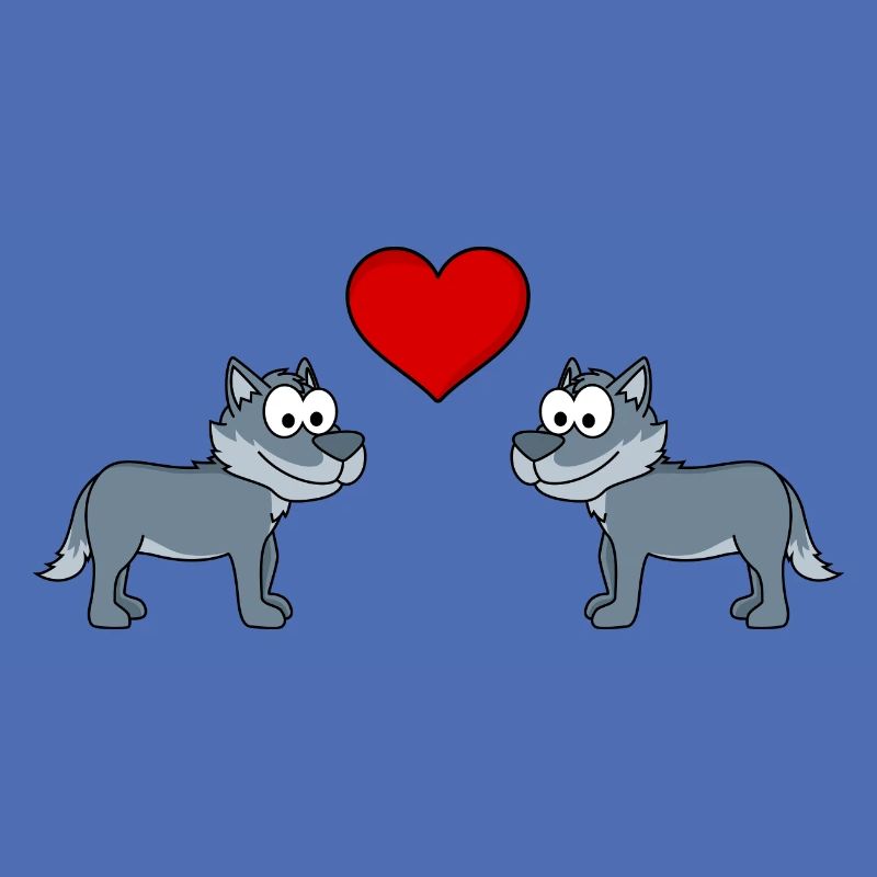 Wolf Comic Paar Liebe